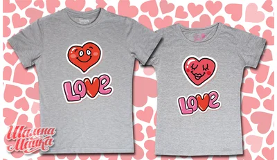 Прикольные футболки: Love Сердечки Комикс Меланж